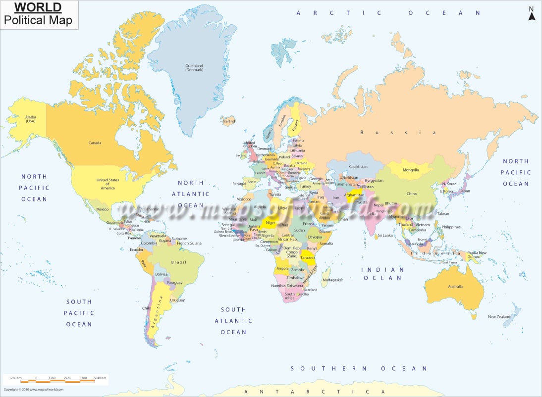 Map Of The World Color Off Countries 