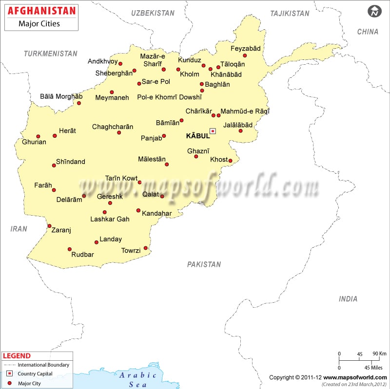 Afghanistan Cities Map