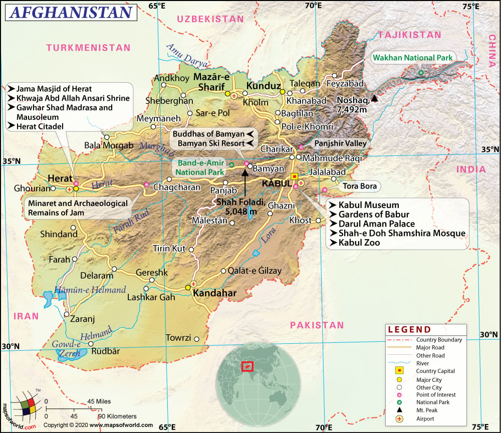 Afghanistan On World Map
