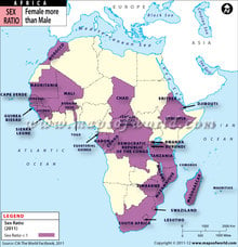 African Countries with Sex Ratio less than One