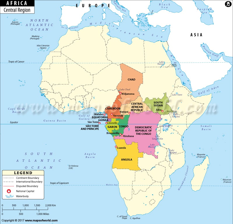 Map Of Africa Central Africa Political Map