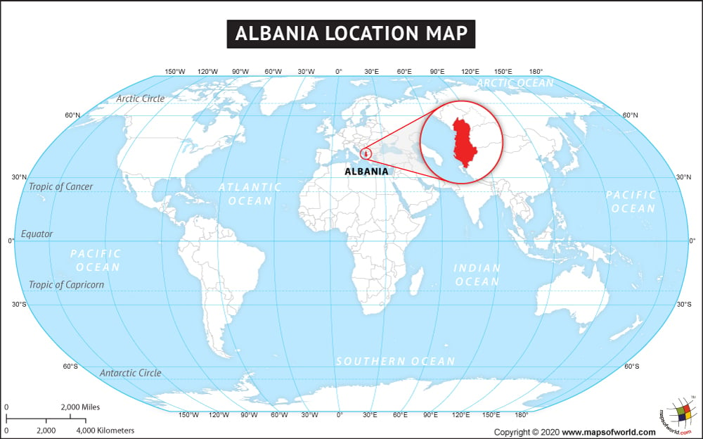 Where Is Albania Located Location Map Of Albania