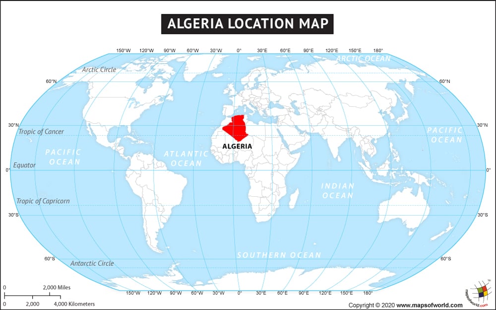 Where Is Algeria Located Location Map Of Algeria