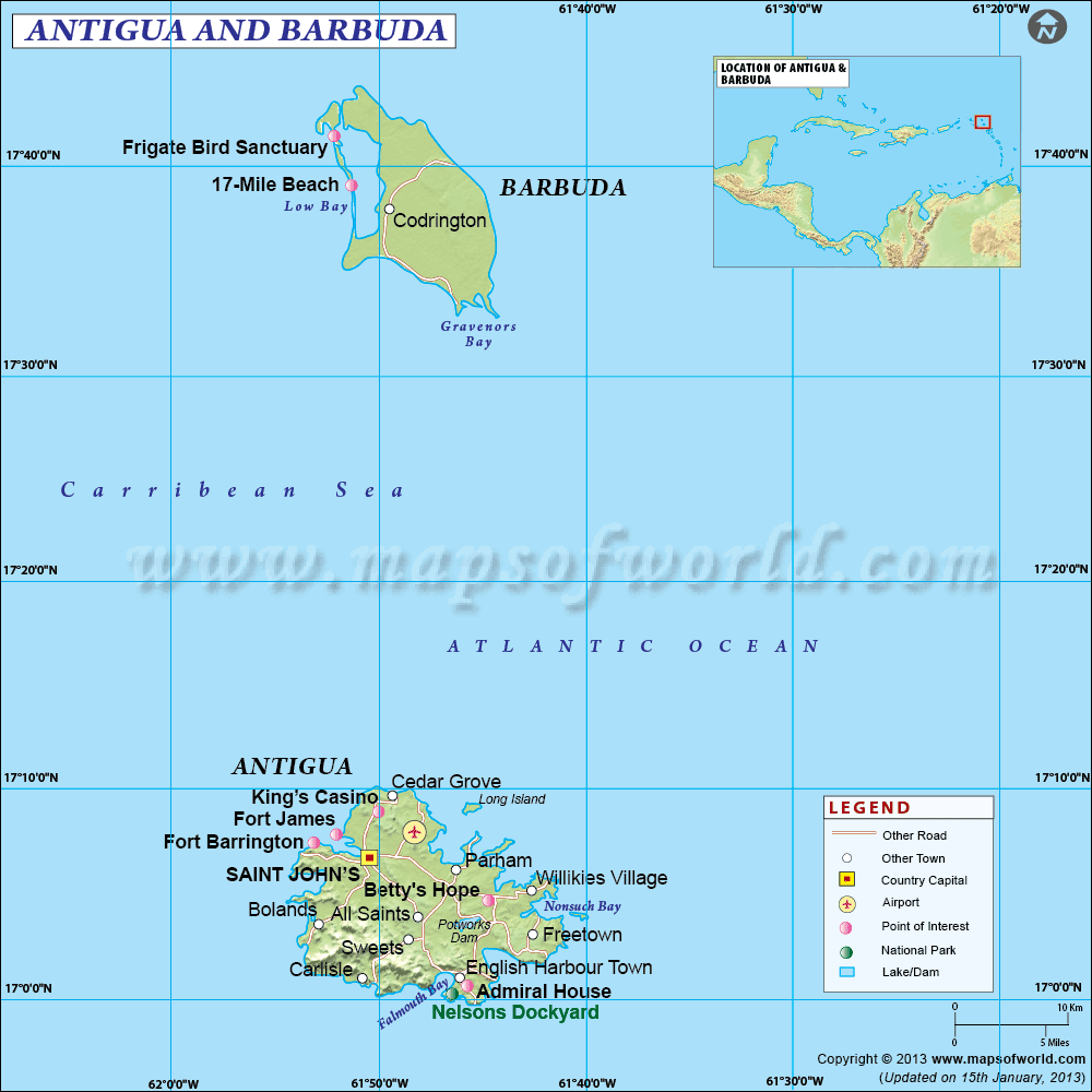 Map Of Antigua And Barbuda