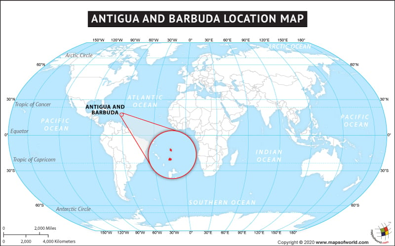 Where Is Antigua And Barbuda Located Location Map Of Antigua And
