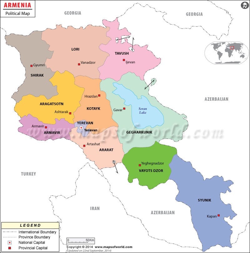 Political Map Of Armenia Armenia Provinces Map
