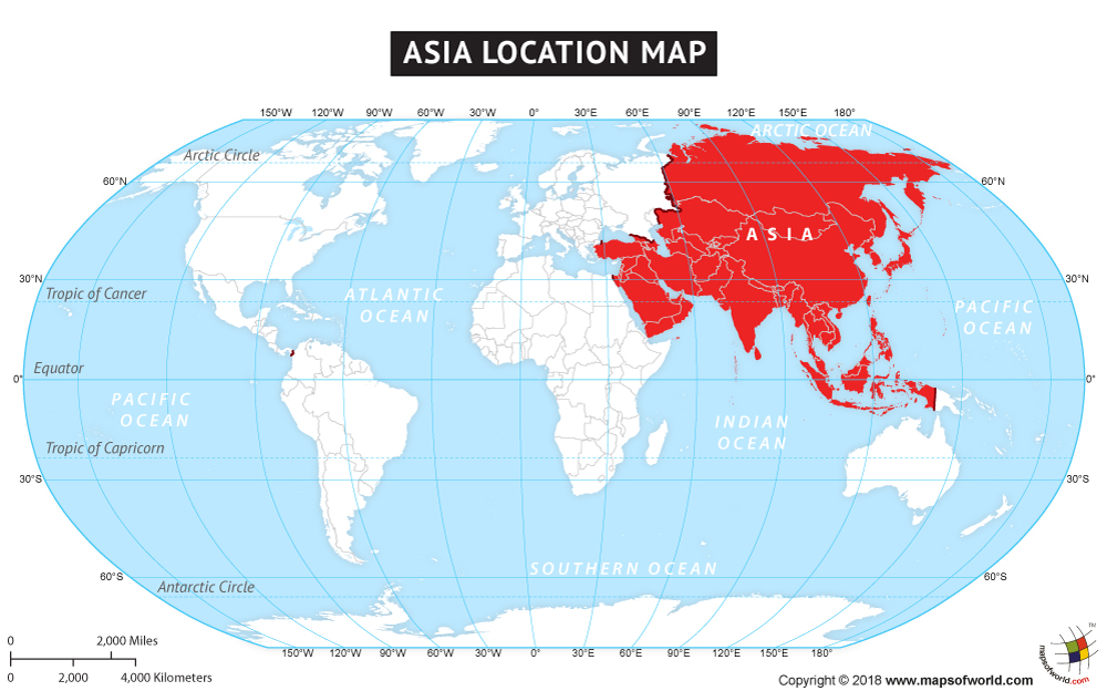 Asia On A World Map Where is Asia located | Asia Location in World Map