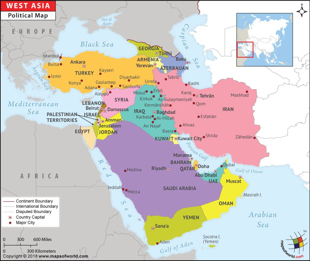 West Asia Map Map Of West Asian Countries