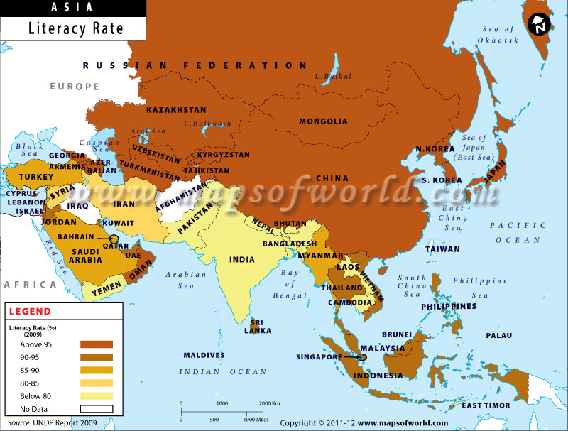 Asian Countries by Literacy Rate