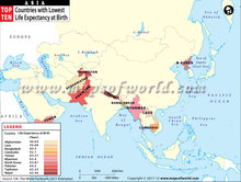 Asian Countries with Lowest Life Expectancy at Birth