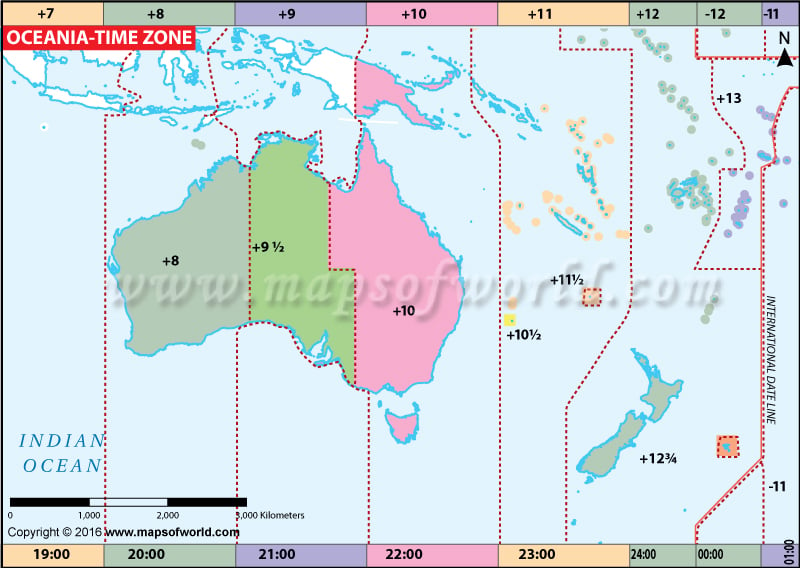 Oceania Time Zone Map