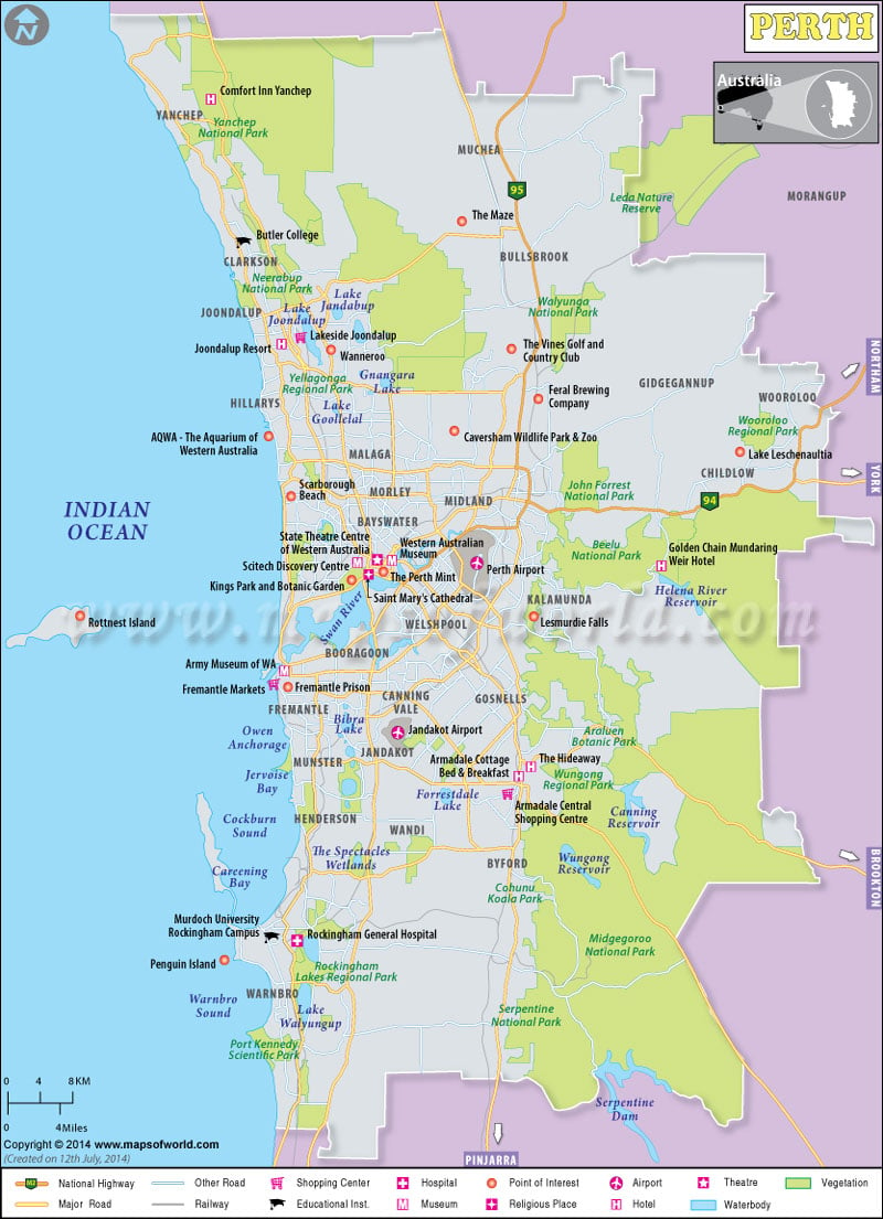 Perth Map Map Of Perth Australia Maps Of World