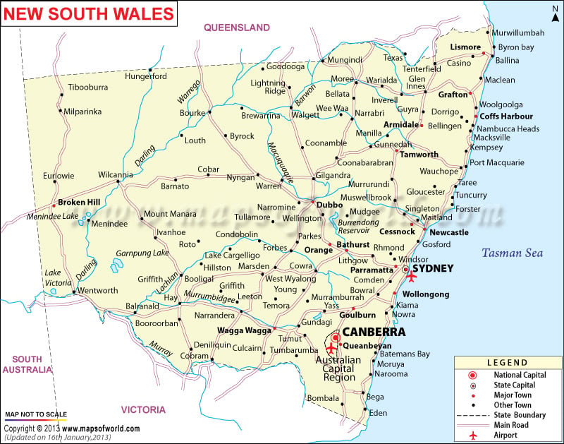 Map Of New South Wales New South Wales Map Maps Of World
