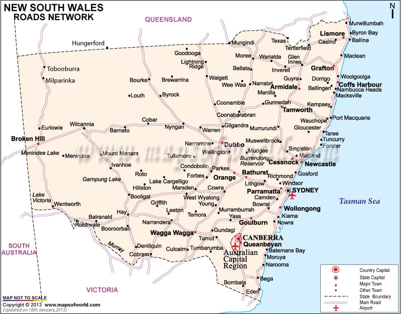 New South Wales Road Map Nsw Road Map Maps Of World
