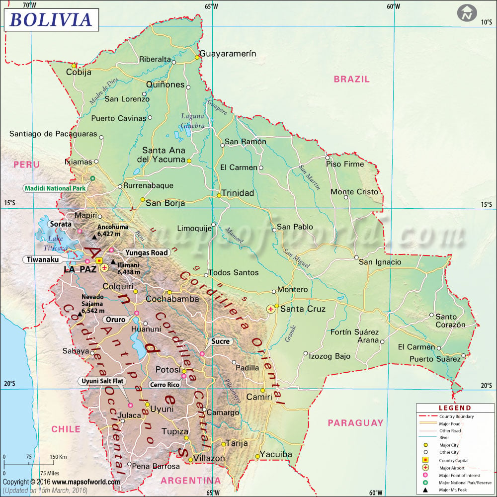 Bolivia Map Map Of Bolivia