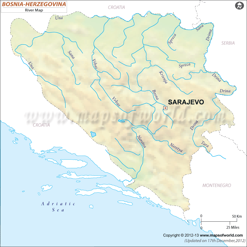 bosnia herzegovina river map