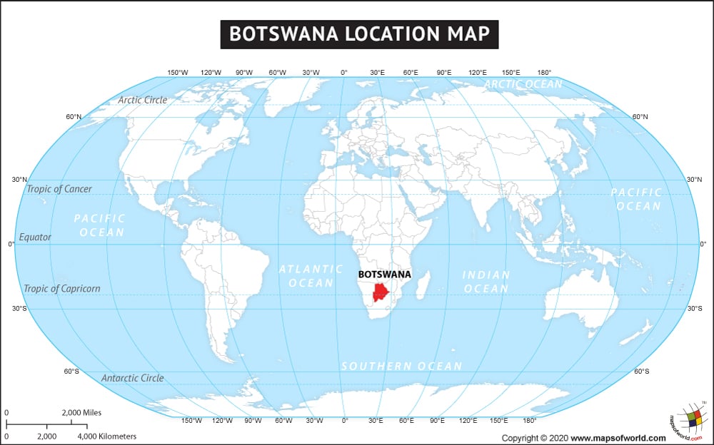 Where Is Botswana Located Location Map Of Botswana