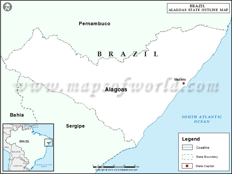 Blank Map of Alagoas