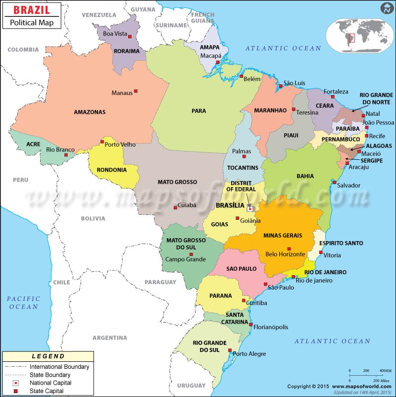 Political Map Of Brazil Brazil States Map