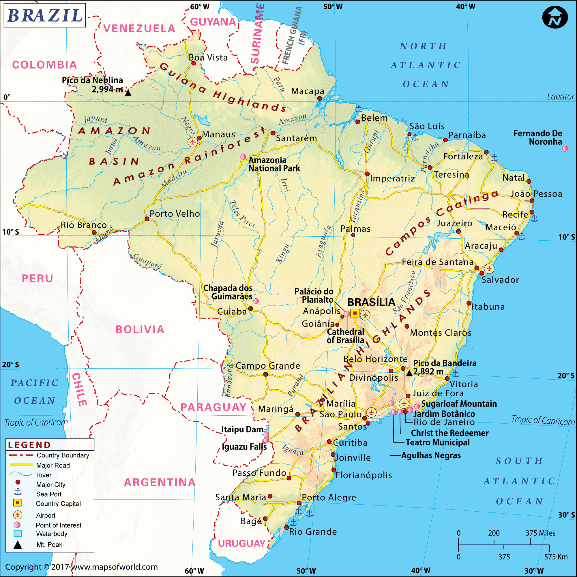 Large Brazil Map Image [2000 x 2210 pixel]