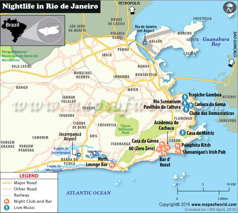 Map of Rio de Janeiro Night clubs and Bars