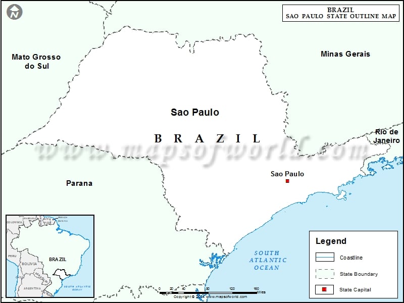 Blank Map of Sau Paulo State
