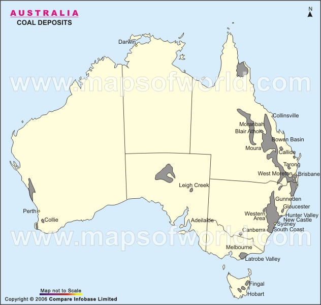 Australia Coal Deposits map