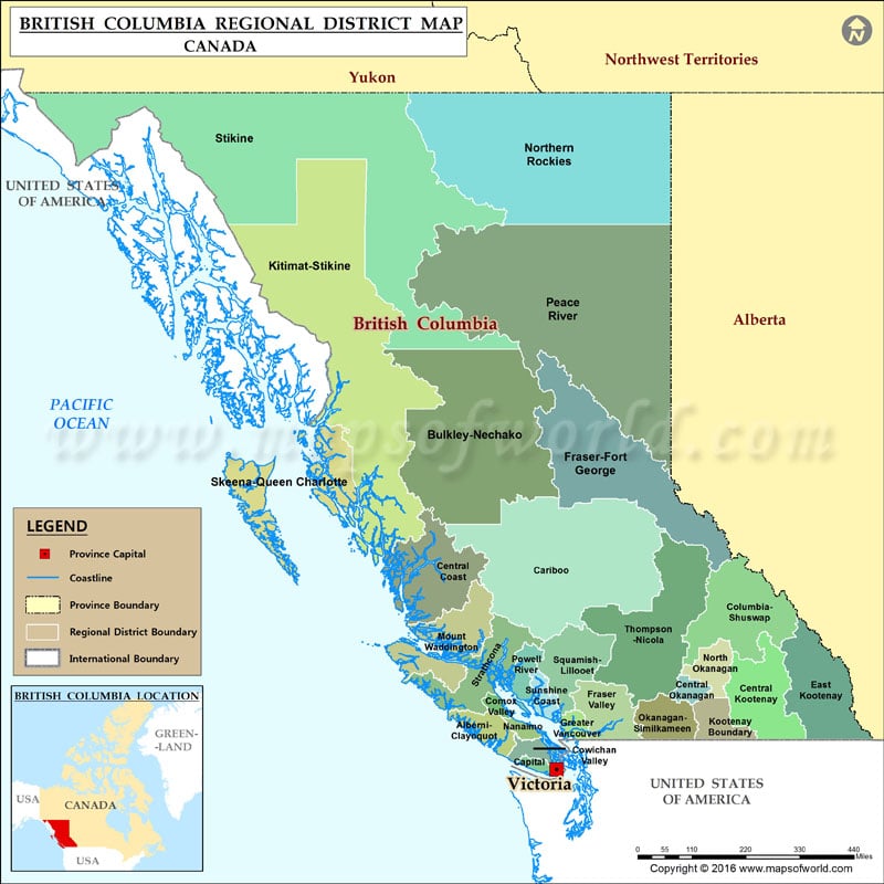 British Columbia Map Map Of British Columbia Province Canada