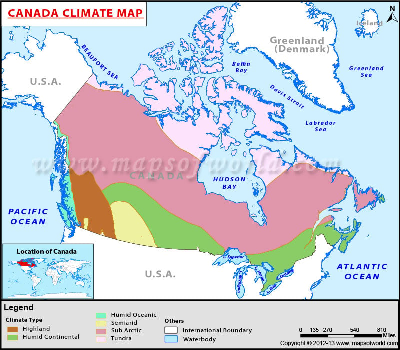 Canada Climate Map Climate In Canada