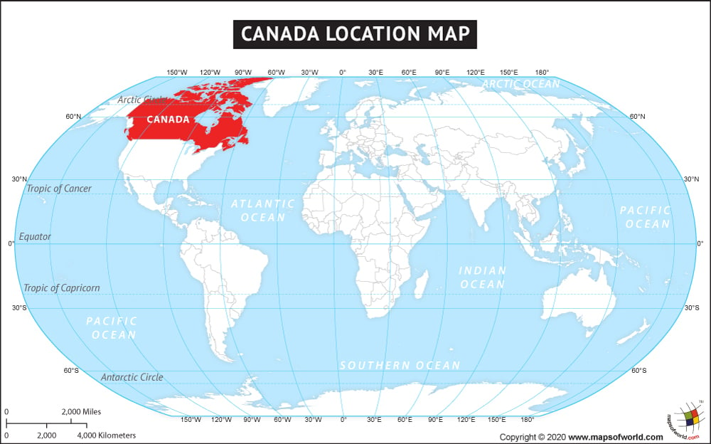 Where Is Canada Located Location Map Of Canada