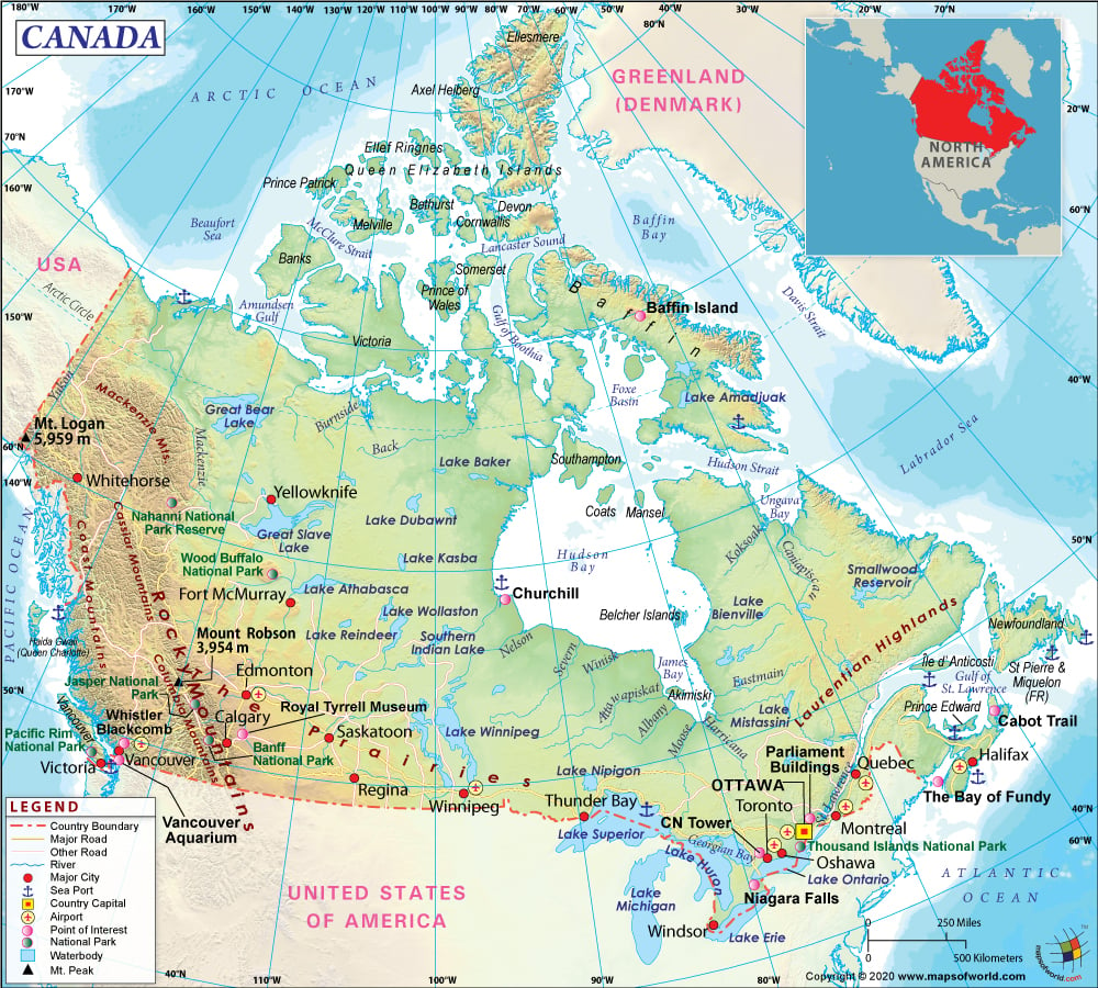 Canada Map Canada Facts And Information Map Of World