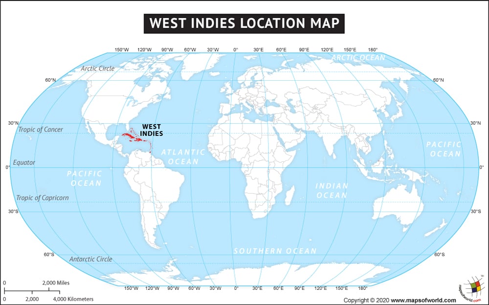 Where Is West Indies Located Location Map Of West Indies