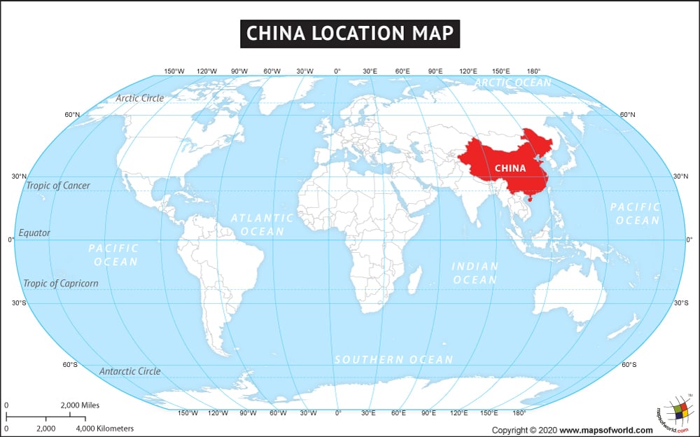 Where Is China Located Location Map Of China