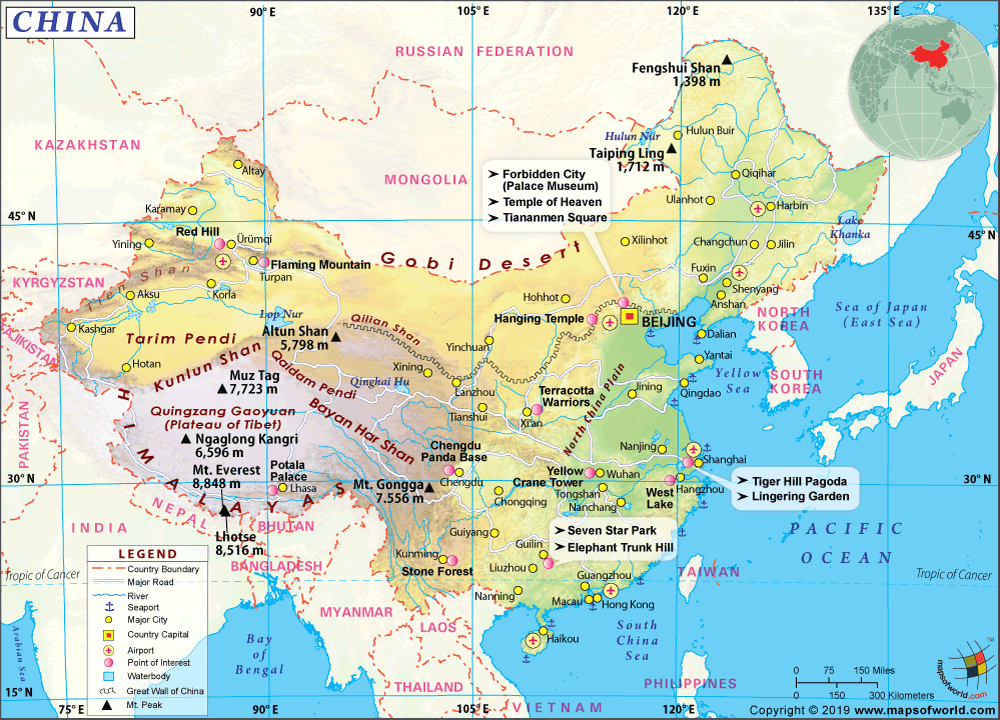 Where Is China Located Location Map Of China