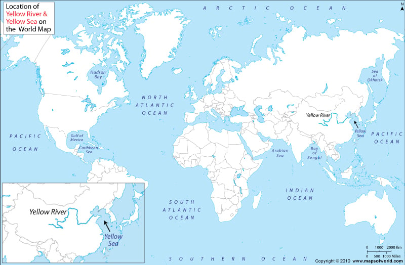 Where Is Yellow River And Yellow Sea Located On World Map