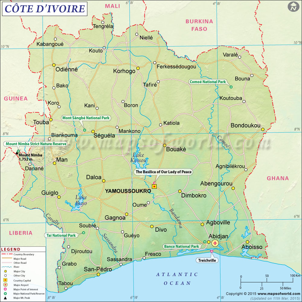 Cote D Ivoire Ivory Coast Map