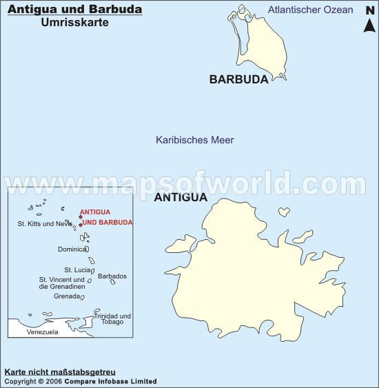 Umrisskarte von Antigua und Barbuda