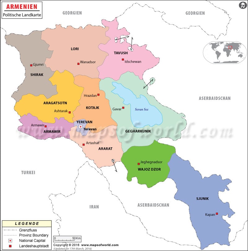 Politische Landkarte Armenien
