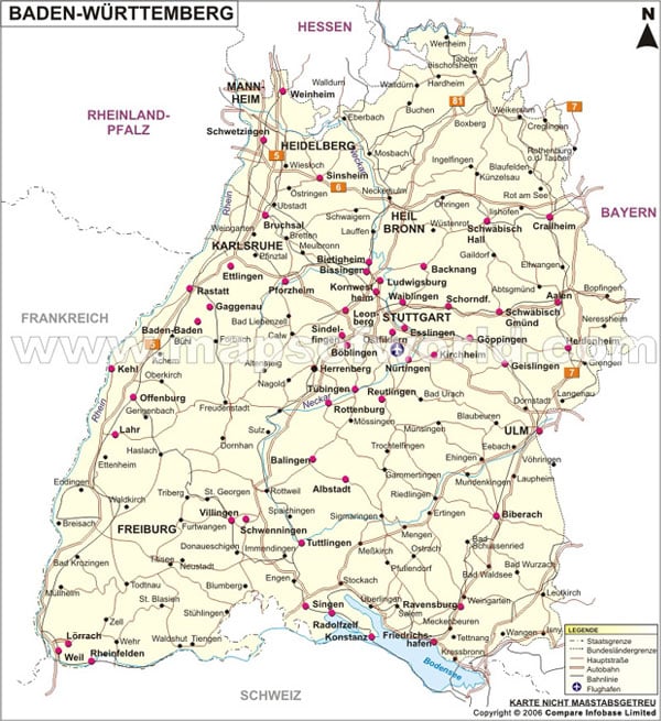 Landkarte Baden Wuttemberg