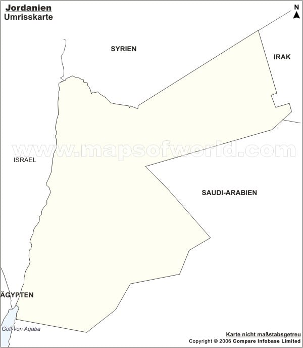 Umrisskarte von Jordanien