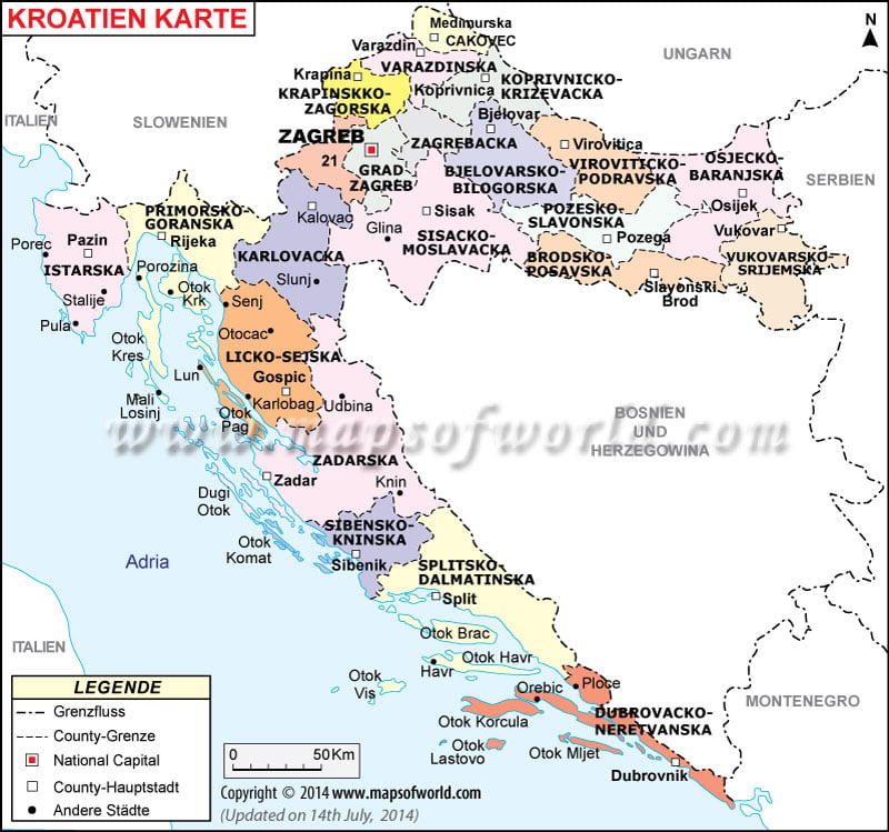 Kroatien Karte 