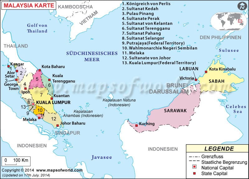 Malaysia Karte 