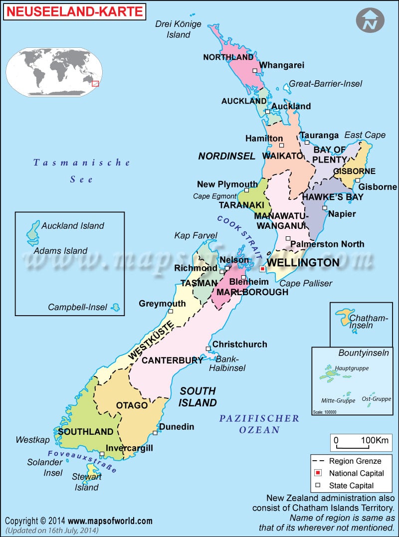 Neuseeland Karte 