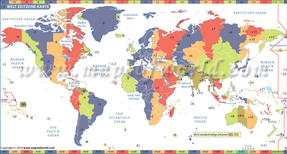 Zeitzonen Weltkarte