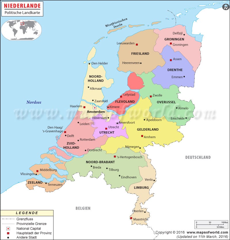 Politische Landkarte Niederlande