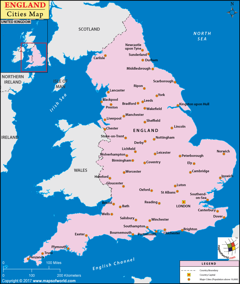 Map Of England Cities Cities In England