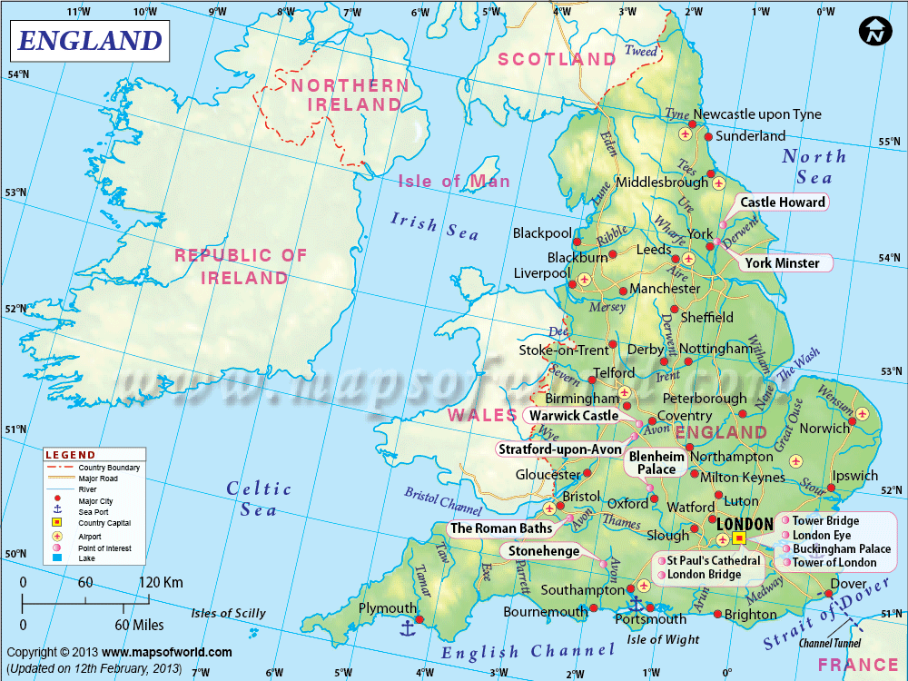 Map Of England England Map Information And Interesting Facts Of