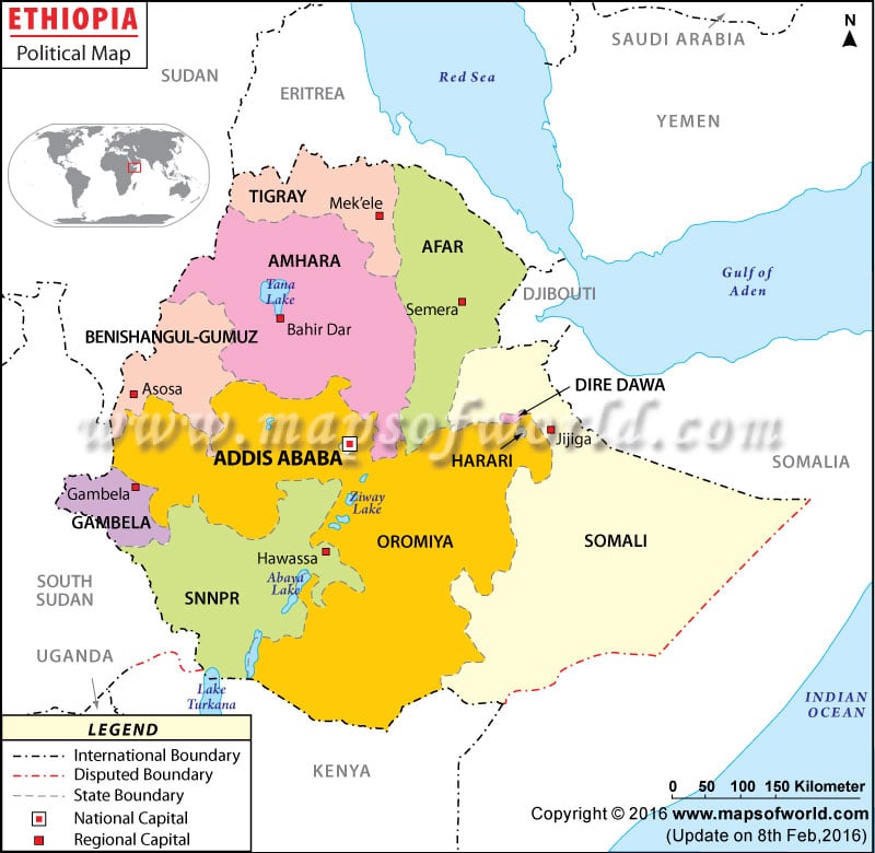Political Map Of Ethiopia Ethiopia States Map