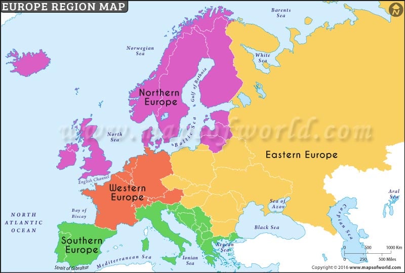 Europe Countries Regions Named Vector Map