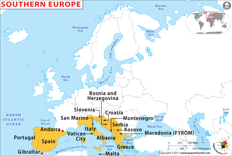 Map of Southern Europe